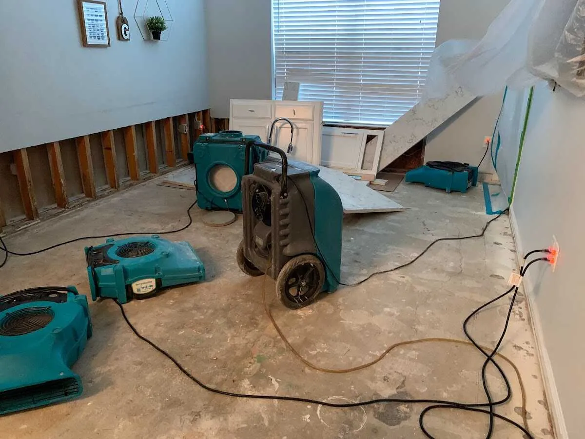 Dehumidifier in flood-cut room for Water Damage Restoration in Forest Acres