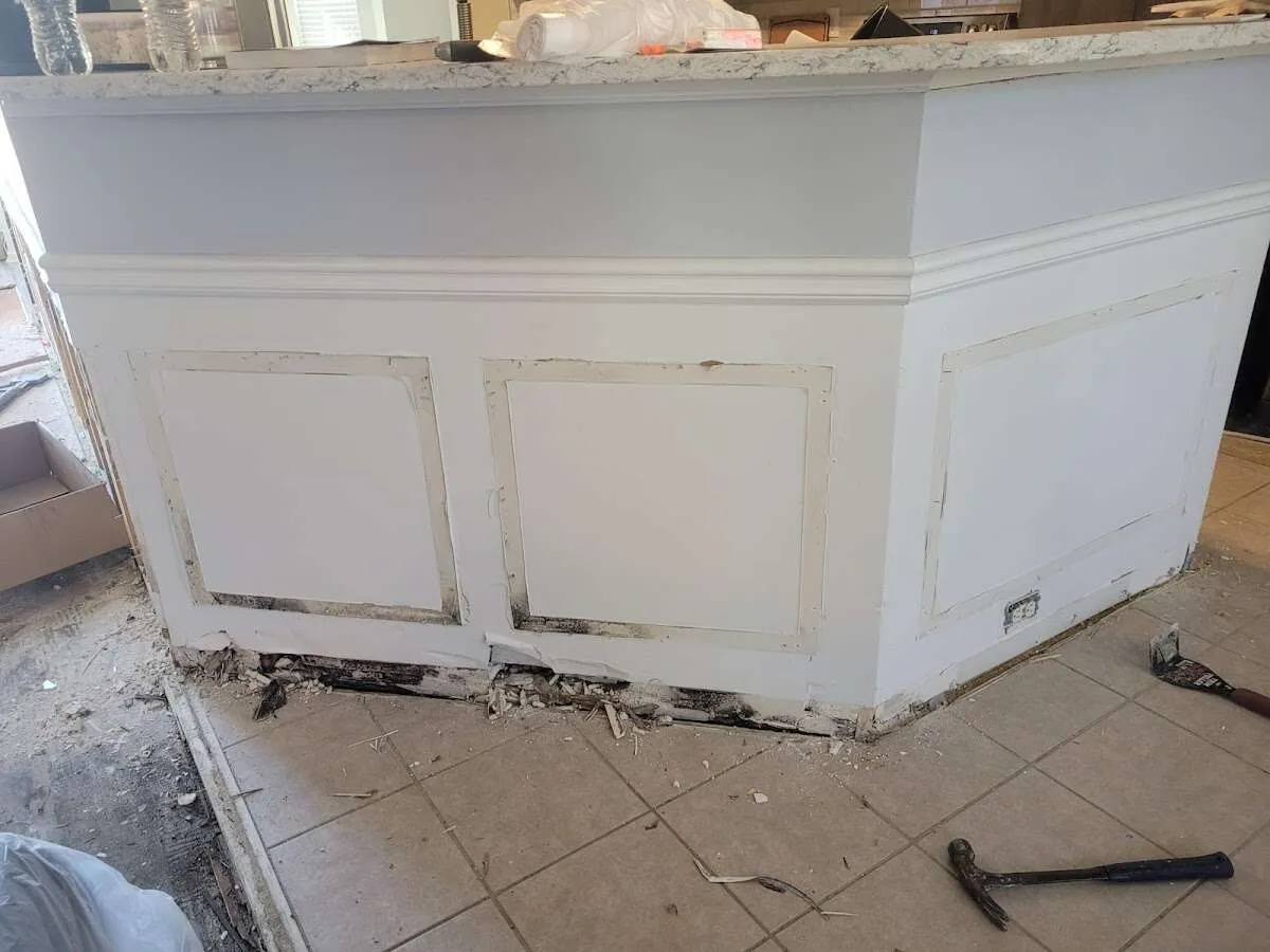 Water damage and mold on kitchen during Storm Damage Restoration in Forest Acres